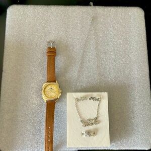 Watch, earrings, necklace, ring